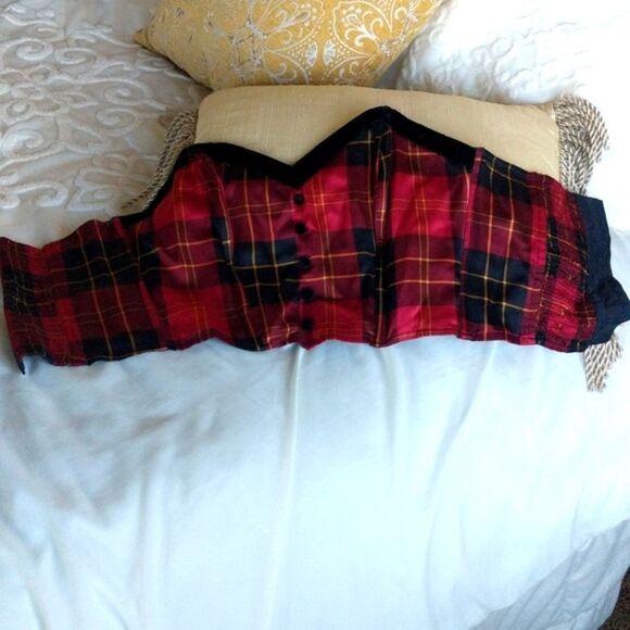 Vintage Victoria's Secret Plaid 100% Silk Bustier - Picture 7 of 14